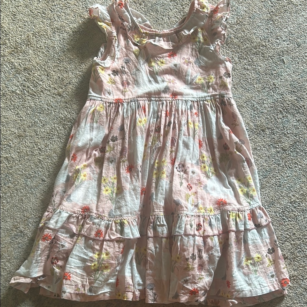 Pink Chicken Floral Rabbit Kids Dress